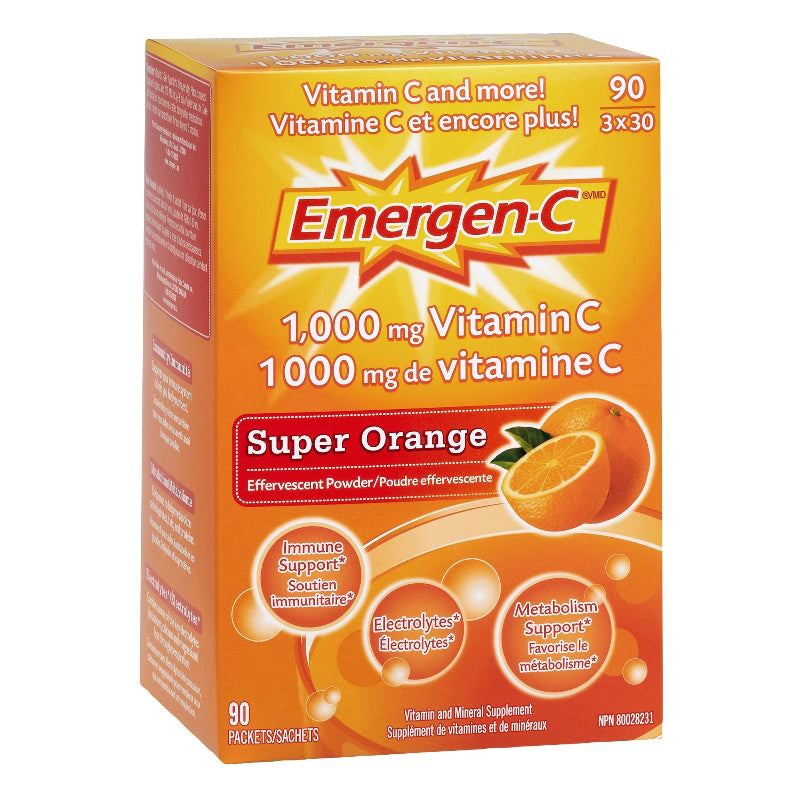 Emergen-C維生素C泡騰粉，超級橙味，90包
