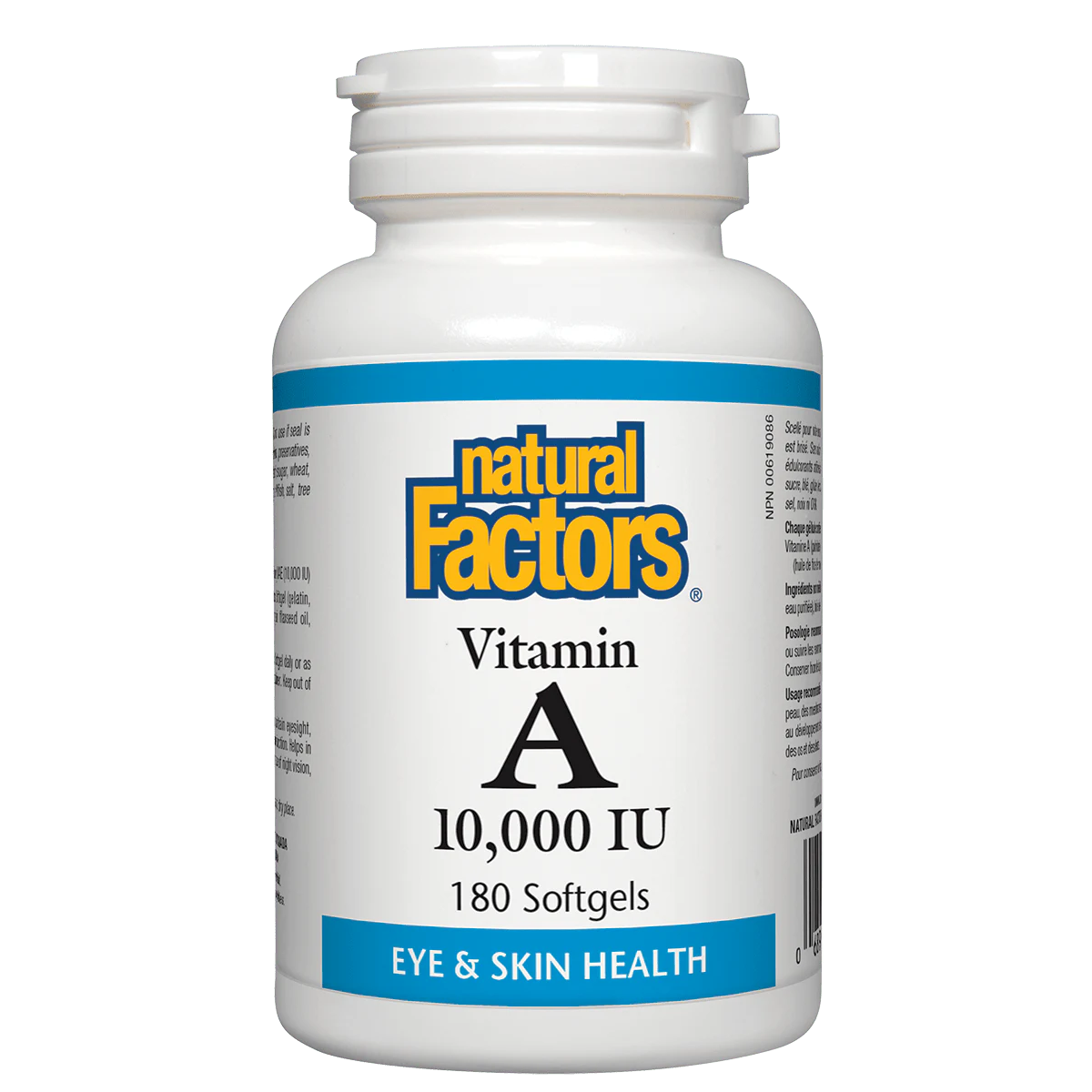 Natural Factors Vitamin A 10,000 Iu white bottle sold by natvd.com
