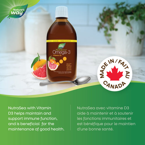 NutraSea+D  Omega-3 +维生素D，葡萄柚橘子口味，500毫升