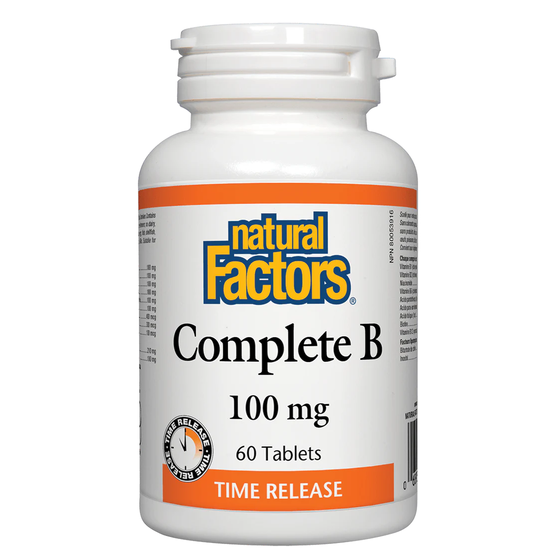 Bottle of Natural Factors Complete B supplement on a white background natural vitamin direct inc canada natvd.com