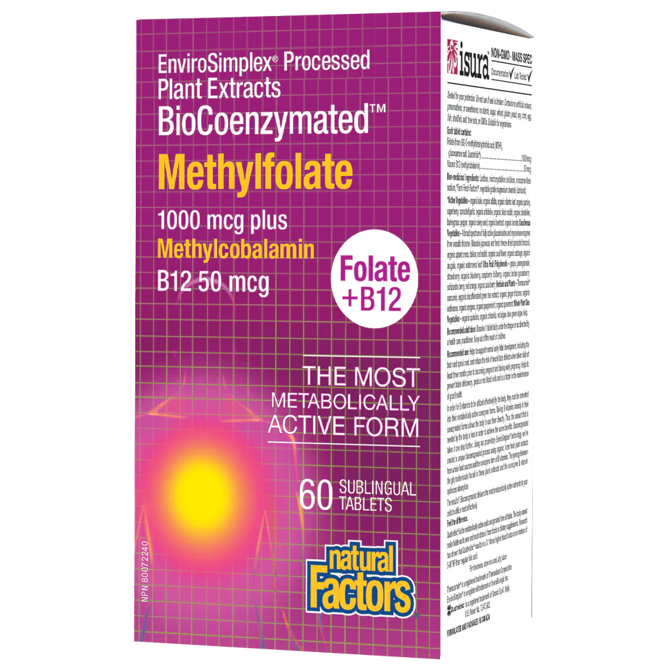 Natural Factors BioCoenzymated Methylfolate 1000mcg  plus B12 60 tablets