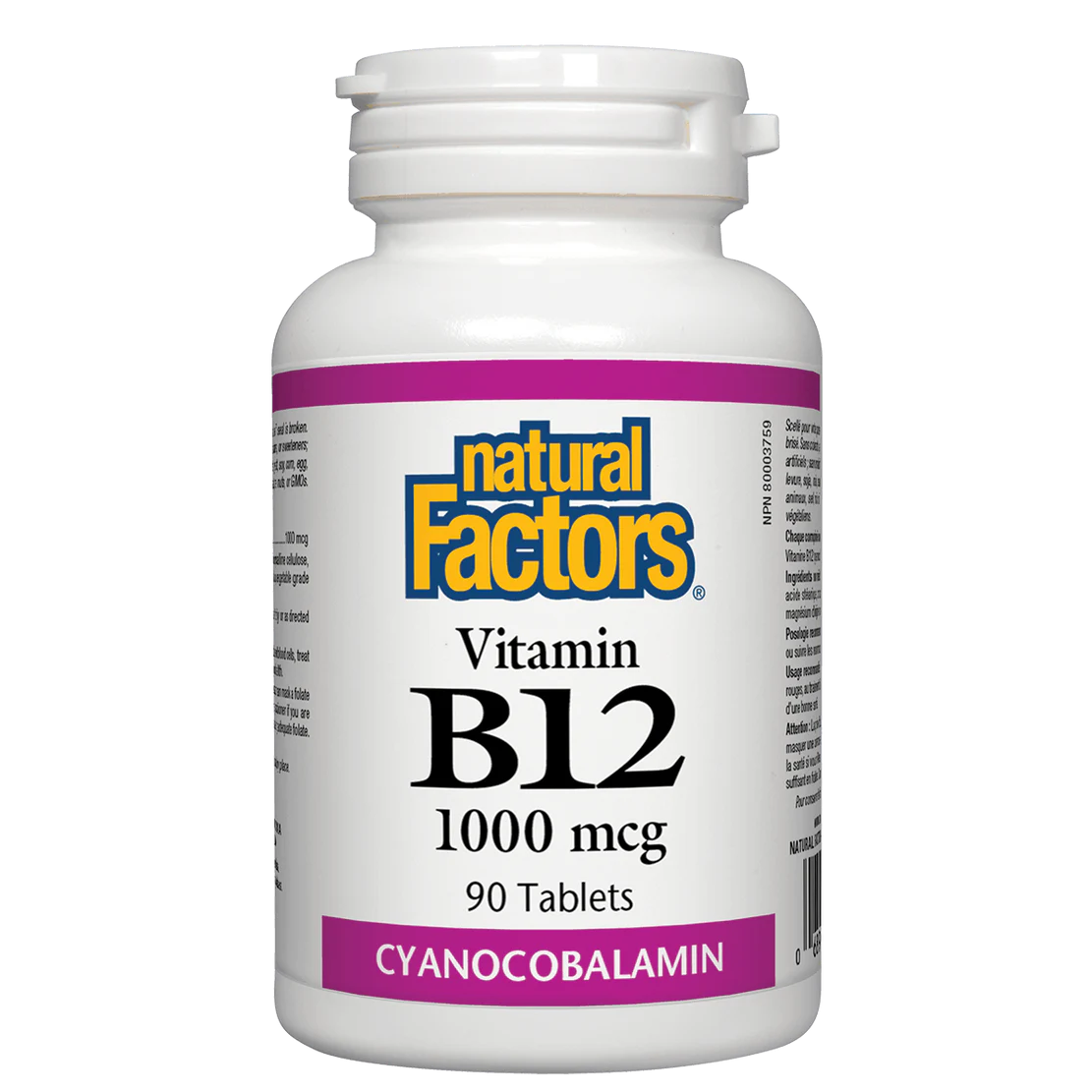 Natural Factors Vitamin B12 1000 mcg 90 tablets available online natvd.com Natural Vitamin Direct Inc Canada