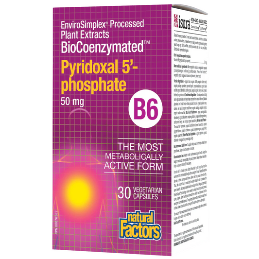 Natural Factors BioCoenzymated™ Pyridoxal 5’- phosphate B6, 50 mg, 30 veg capsules