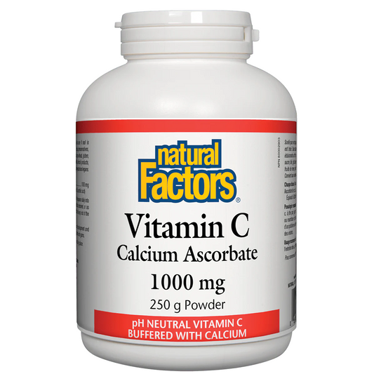 Vitamin C supplement bottle with 'Natural Factors' label on a white background available online natvd.com Natural Vitamin Direct Inc Canada