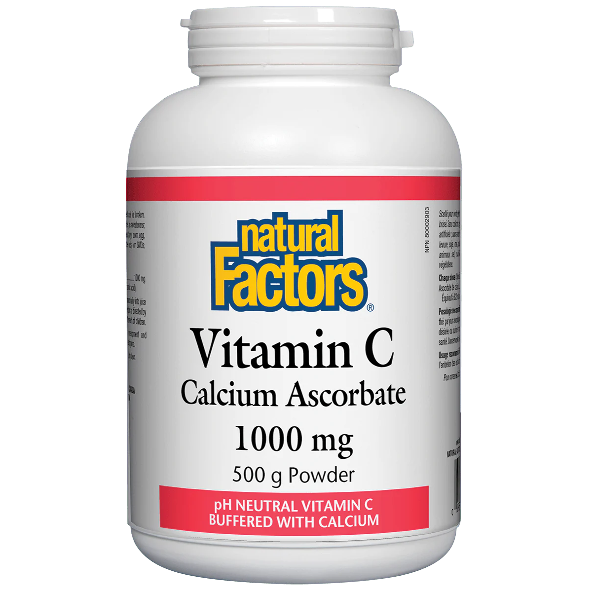 Vitamin C Calcium ascorbate supplement bottle with 'Natural Factors' label on a white background available at natvd.com Natural Vitamin Direct Canada