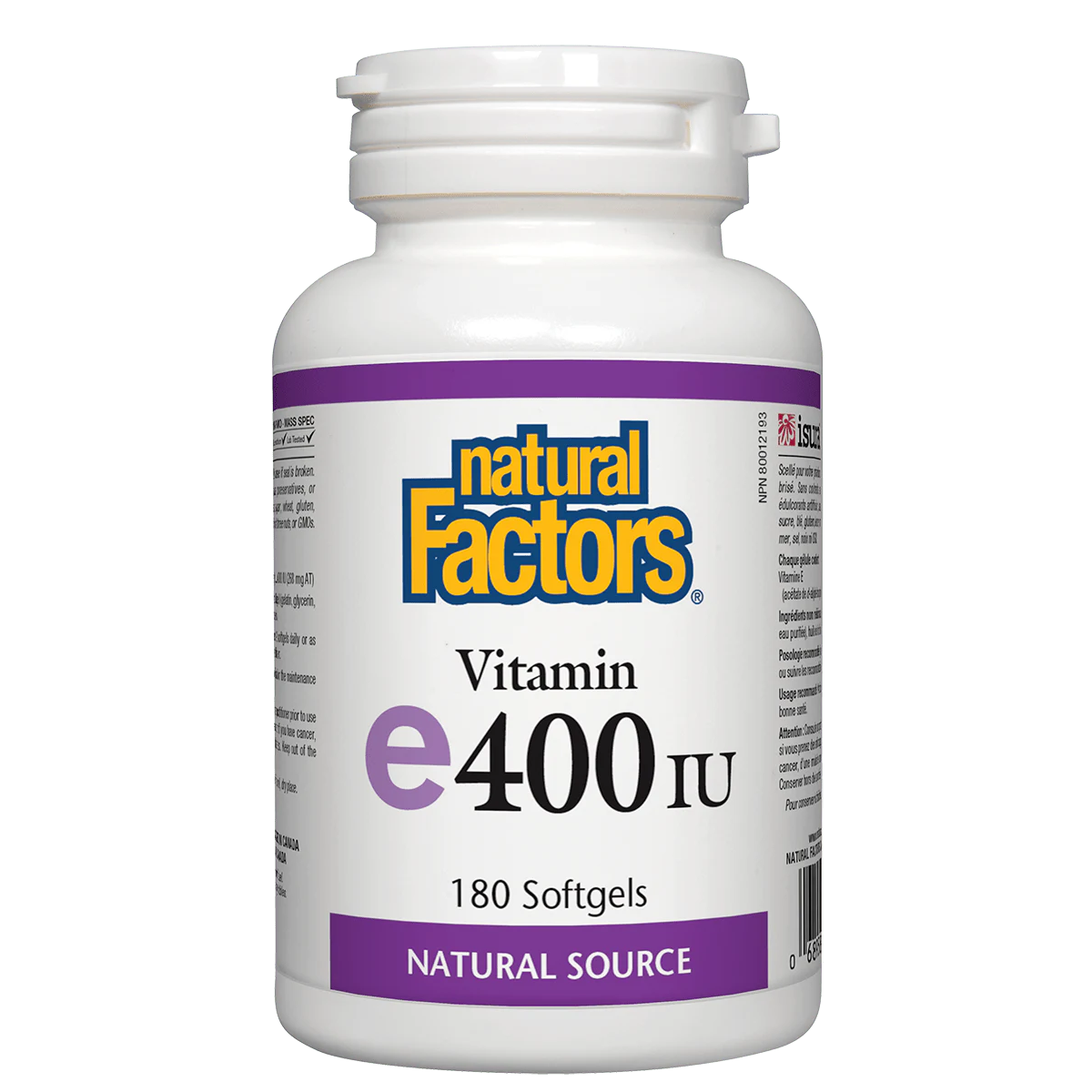 Natural Factors 純天然維生素E 400, 180軟膠囊