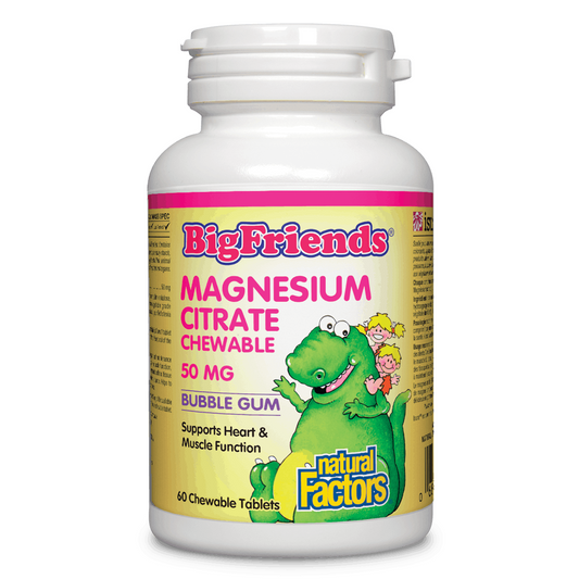 Natural Factors Big Friends Magnesium Citrate Chewable 50 mg , 60 chewable tables