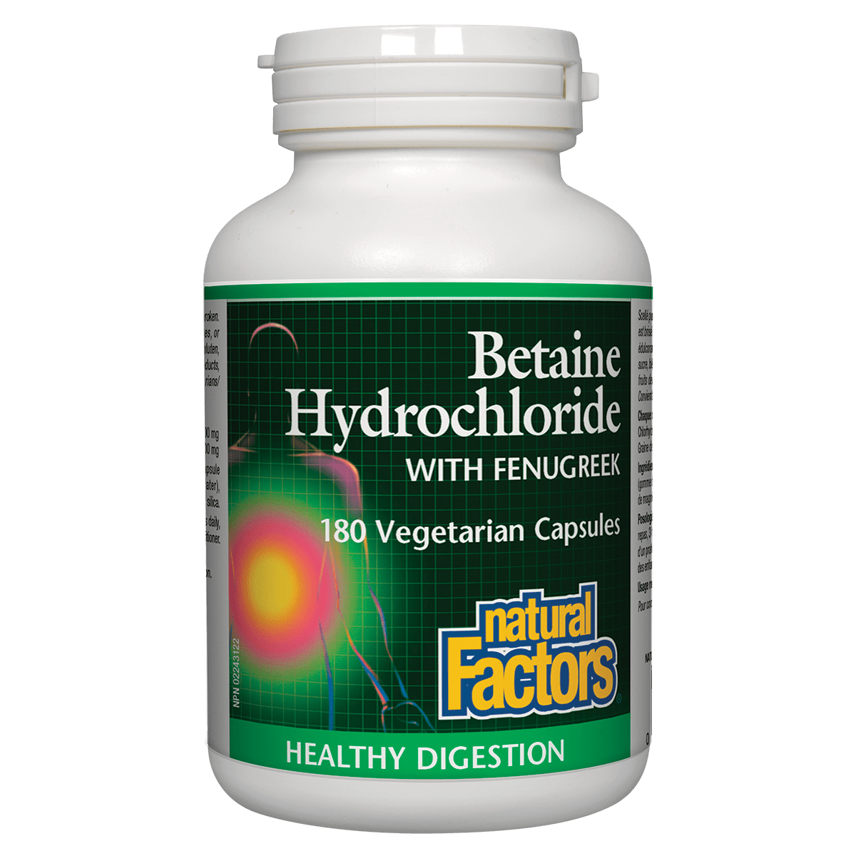 Natural Factors Betaine Hydrochloride with Fenugreek 180 veg capsules
