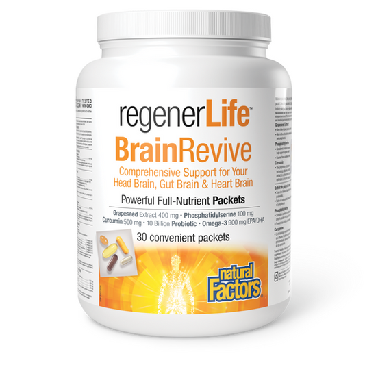 RegenerLife BrainRevive supplement container on a white background