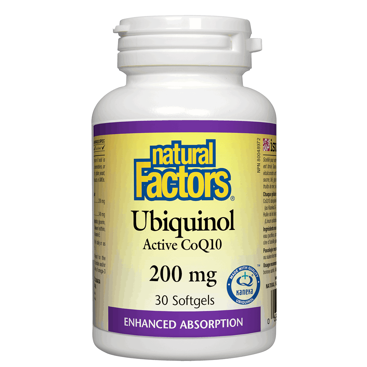 Natural Factors Ubiquinol Active CoQ10 supplement bottle on a white background Natural Vitamin Direct sale natvd.com