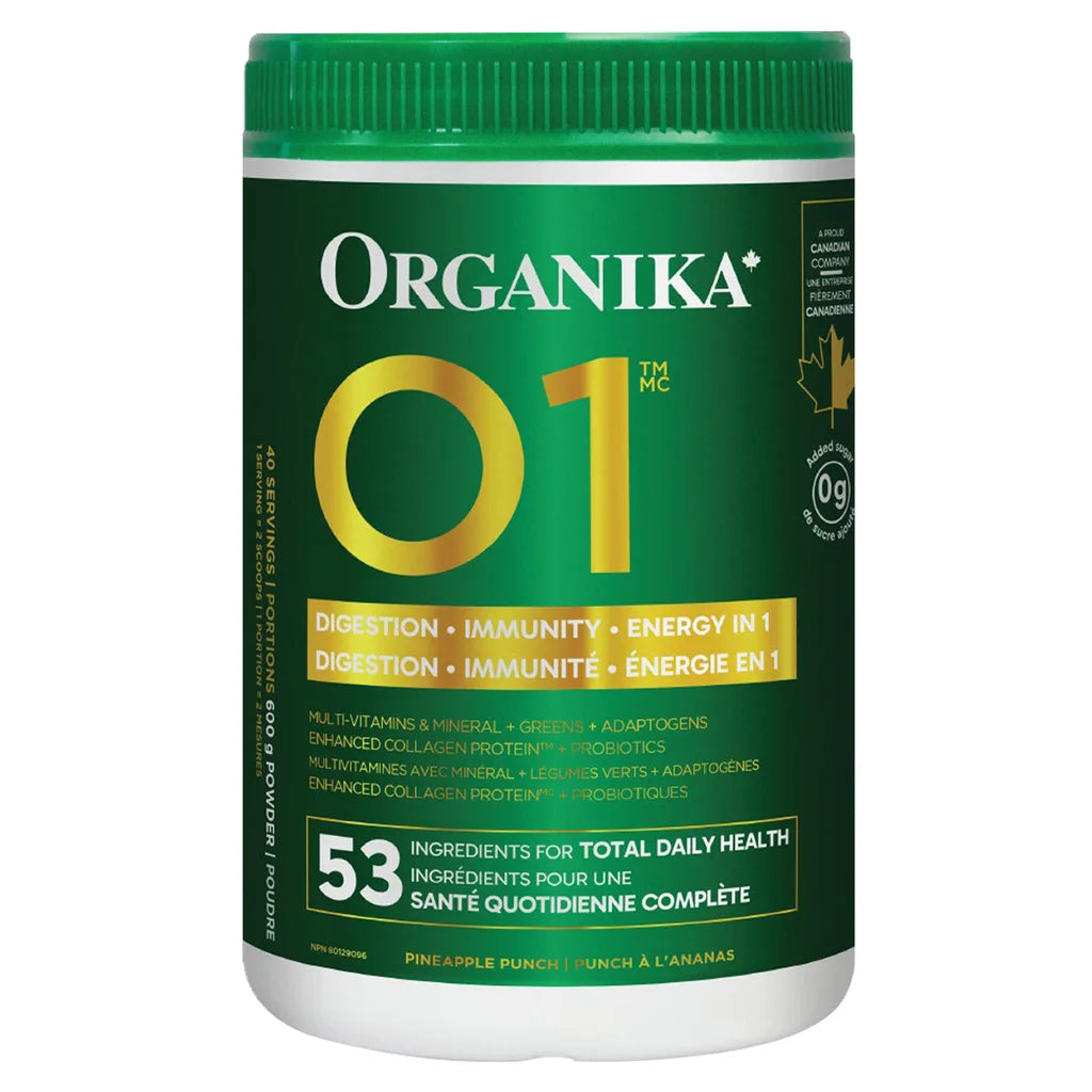 ORGANIKA O1 Greens+ Blend Pineapple Punch 600g， 53 Ingredients for Total Daily Health