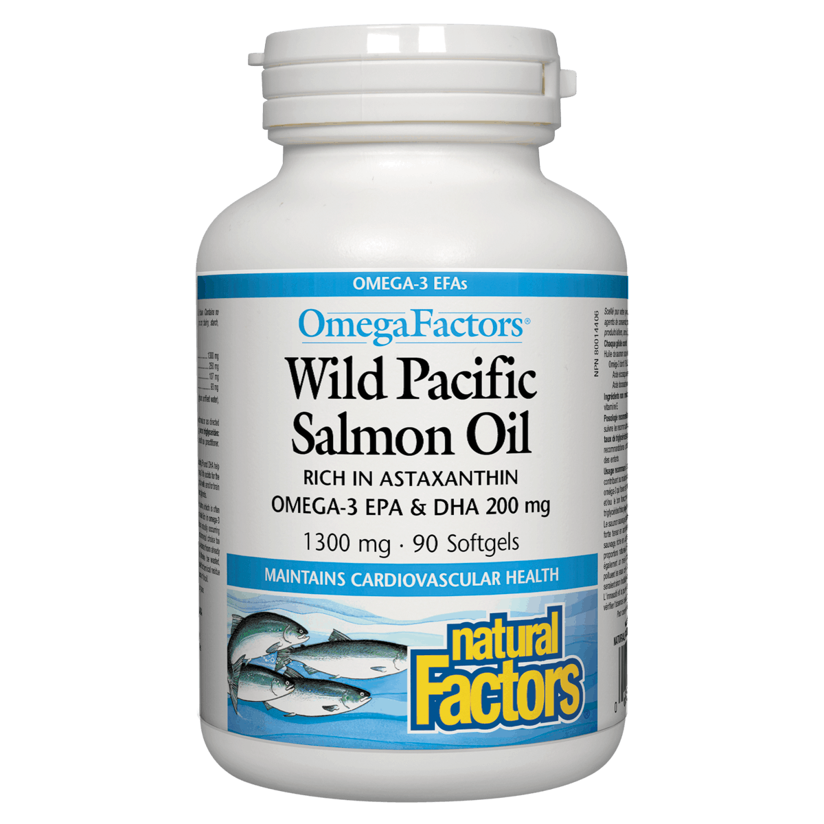 Natural Factors Wild Pacific Salmon Oil, 1000 mg, 90 softgels