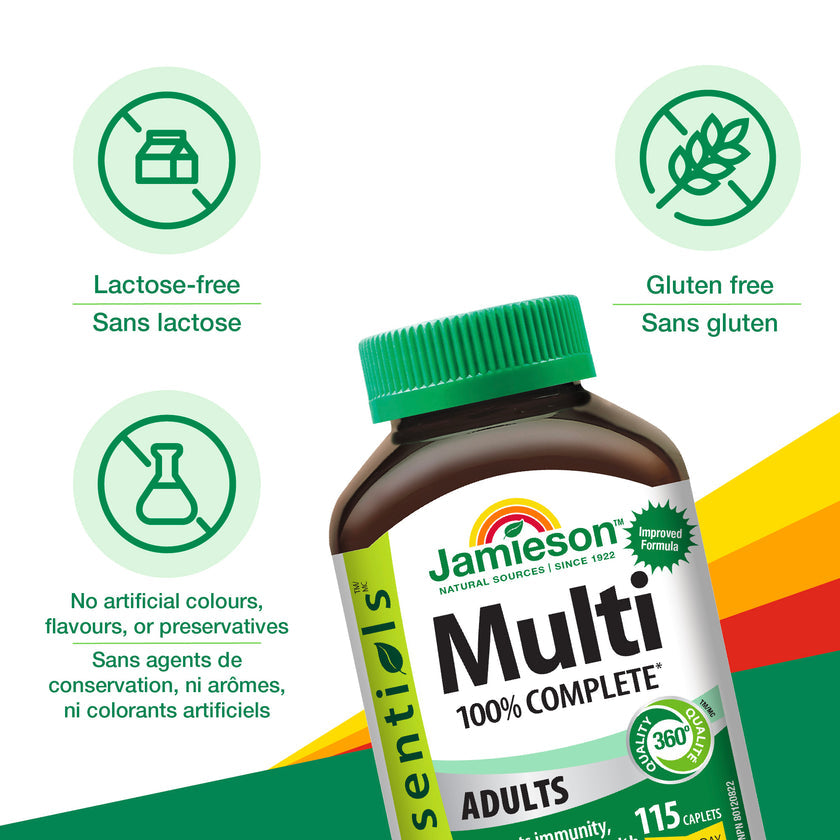 Jamieson Essentials 100% Complete Multivitamin for Adults, 115 caplets