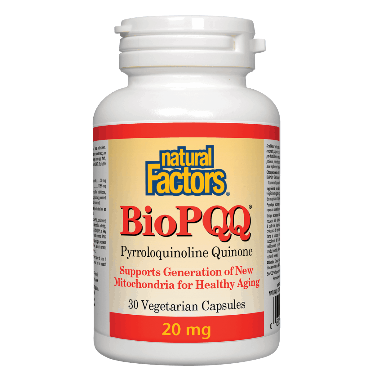 Natural Factors BioPQQ Pyrroloquinoline Quinone 20 mg 30 veg capsules