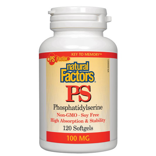 Natural Factors PS Phosphatidylserine supplement bottle on a white background Natural Vitamin Direct Inc Shop Canadian