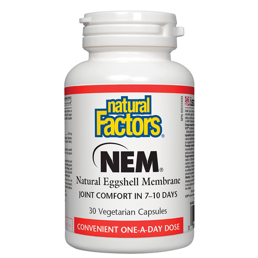 Natural Factors NEM®天然蛋殼膜,緩解關節疼痛,500毫克,30粒素食膠囊