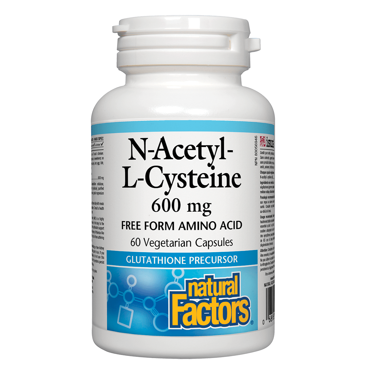 Natural Factors 提高免疫力N-Acetyl-L-Cysteine 600毫克，60粒素食膠囊