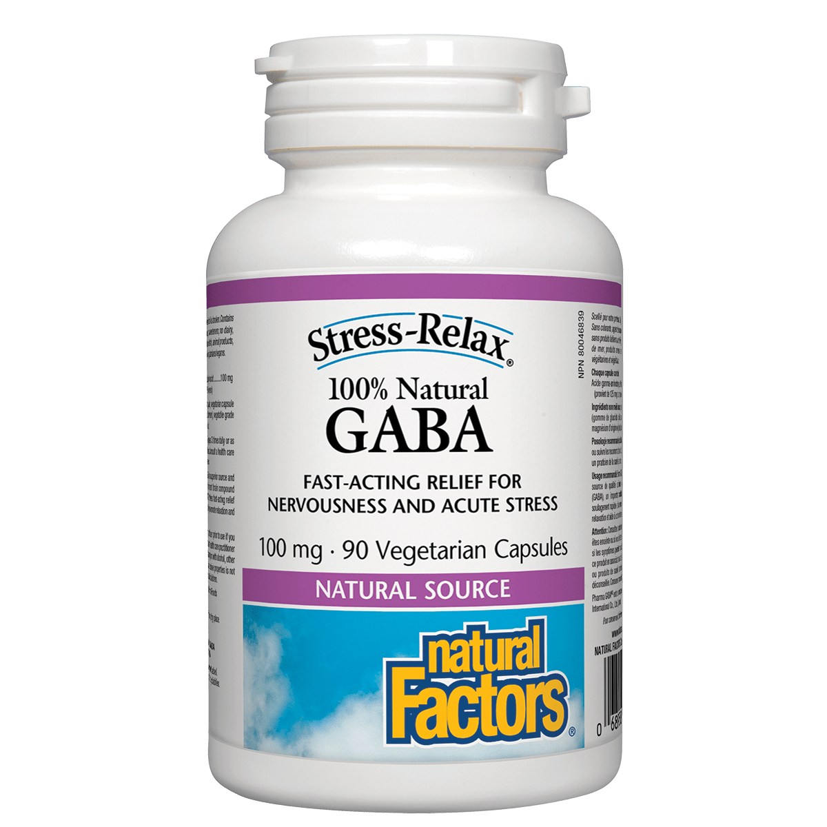 Bottle of Natural Factors GABA supplement on a white background Natural Vitamin Direct Inc Shop Canadian since 1997