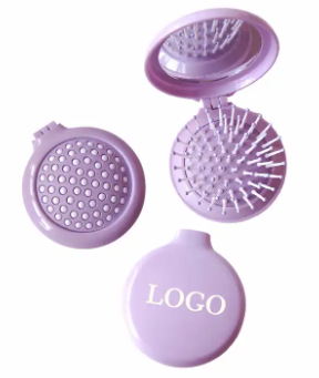 [$100 or more] Colorful Mini Folding Hair Brush With Mirror Comb