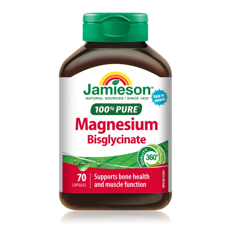 Jamieson 100% Pure Magnesium Bisglycinate 100mg，70 Capsules