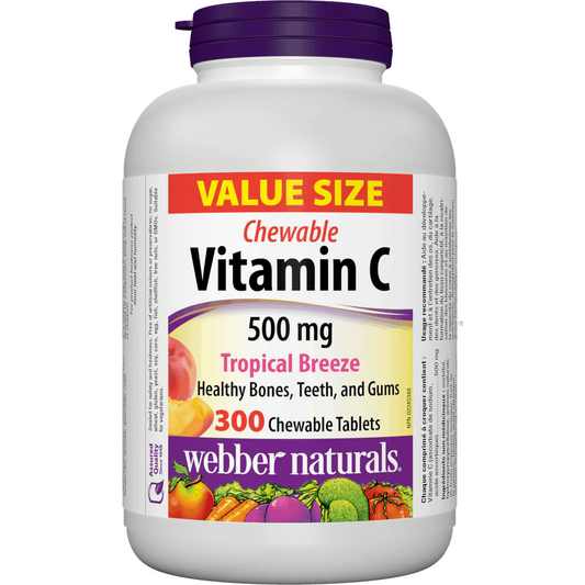 Webber Naturals Vitamin C chewable tablets bottle on a white background natvd.com Natural Vitamin Direct Inc
