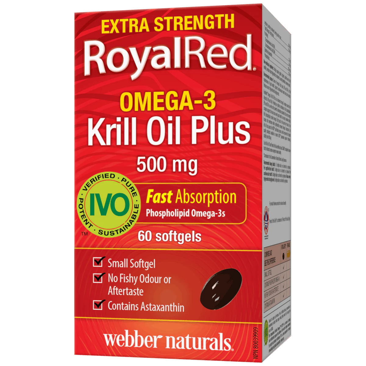 Box of RoyalRed Omega-3 Krill Oil Plus supplement with red and white design.