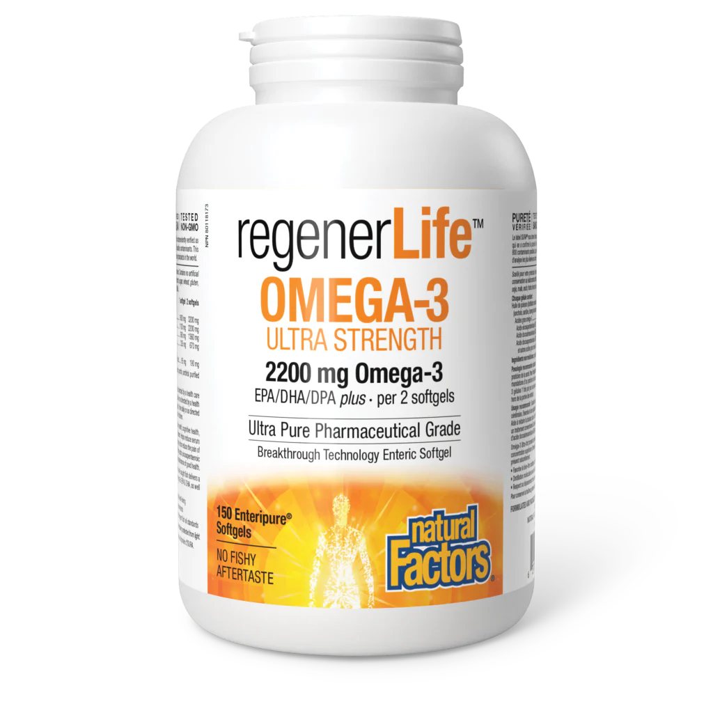 Natural Factors RegenerLife OMEGA-3 2200mg, 90 Enteripure Softgels
