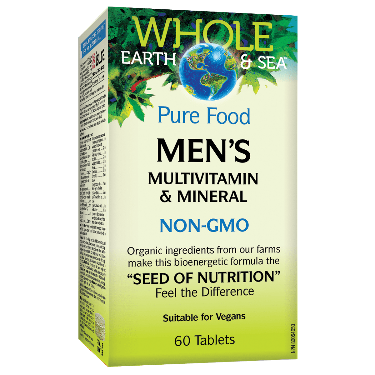Box of Whole Earth & Sea Men's Multivitamin & Mineral supplement on a white background