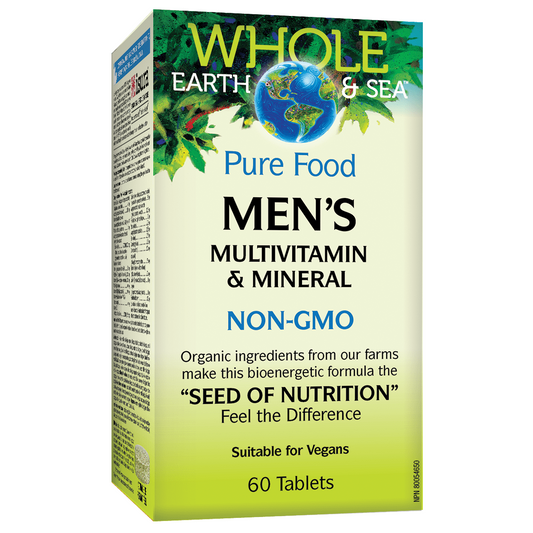Box of Whole Earth & Sea Men's Multivitamin & Mineral supplement on a white background