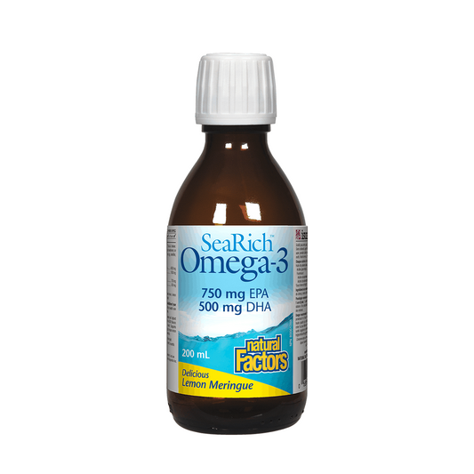 Natural Factors SeaRich Omega-3魚油 ,750毫克EPA+500毫克DHA，檸檬酥皮口味，200毫升