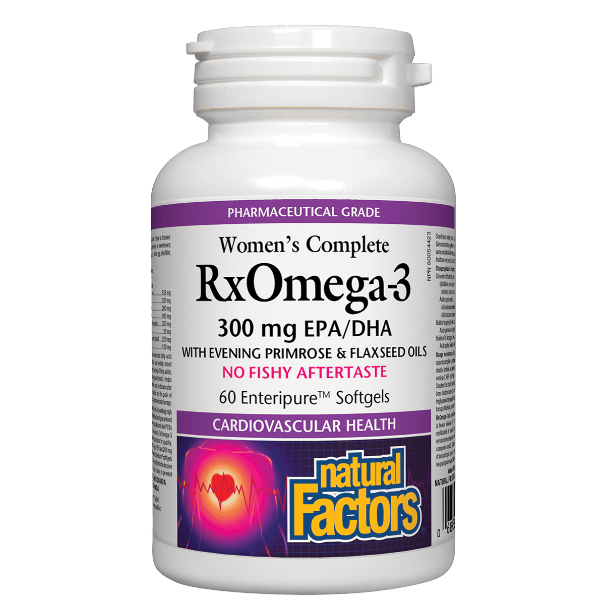 Bottle of Natural Factors Women's Complete RxOmega-3 supplement on a white background natvd.com Natural Vitamin Direct Inc Shop Canadian