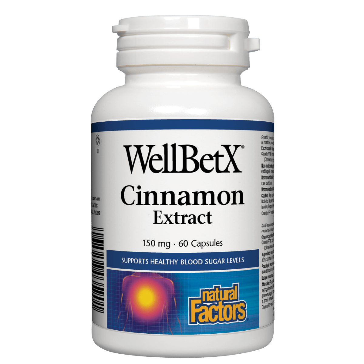 WellBetX Cinnamon Extract supplement bottle on a white background