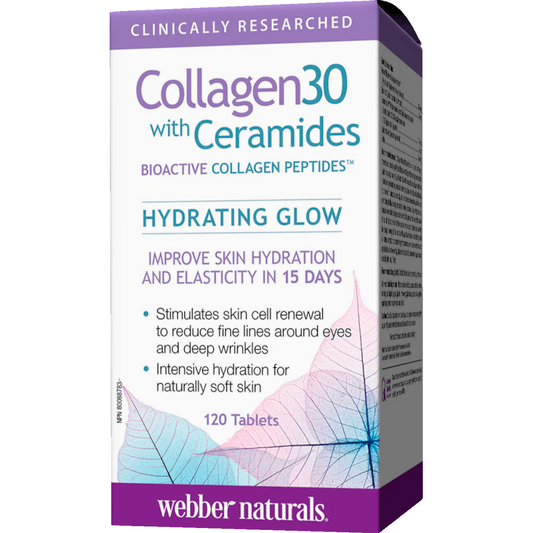 Box of Collagen30 with Ceramides supplement by Webber Naturals on a white background