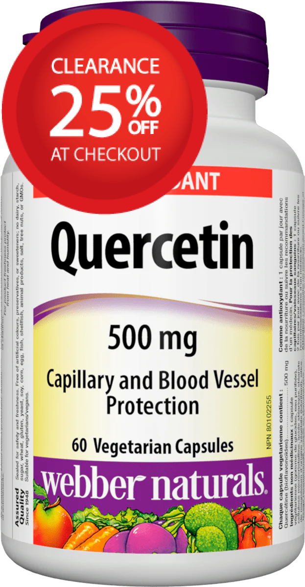 【clearance】Webber Naturals Quercetin 500 mg 60 vegetarian capsules EXP APR 2026