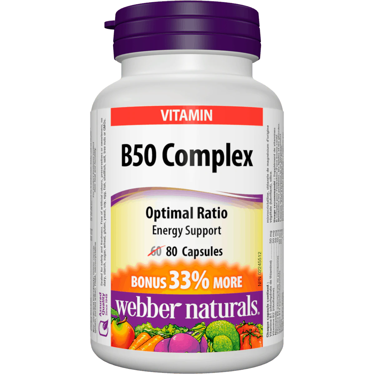 Webber Naturals B50 Complex 80 capsules natural vitamin direct