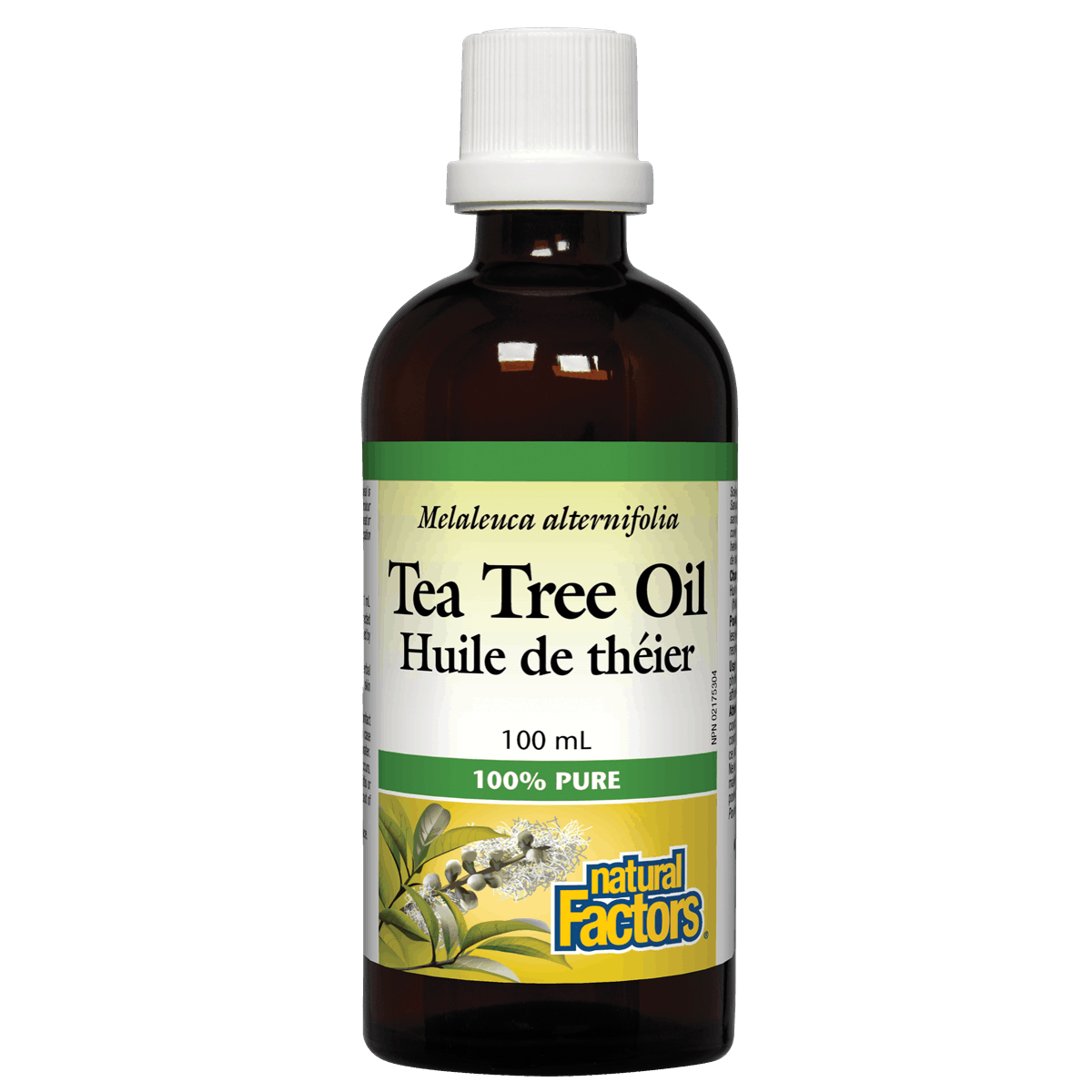 Bottle of Tea Tree Oil with a label on a white background Natural Vitamin Direct Inc