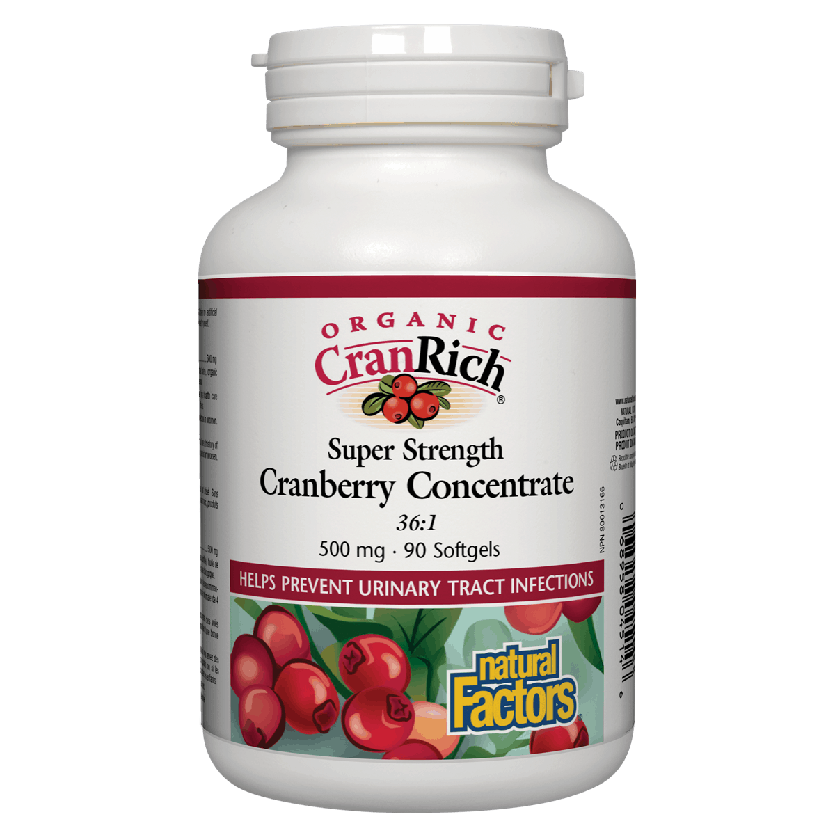Natural Factors Organic CranRich® Cranberry 36:1 Concentrate, 500 mg, 90 softgels