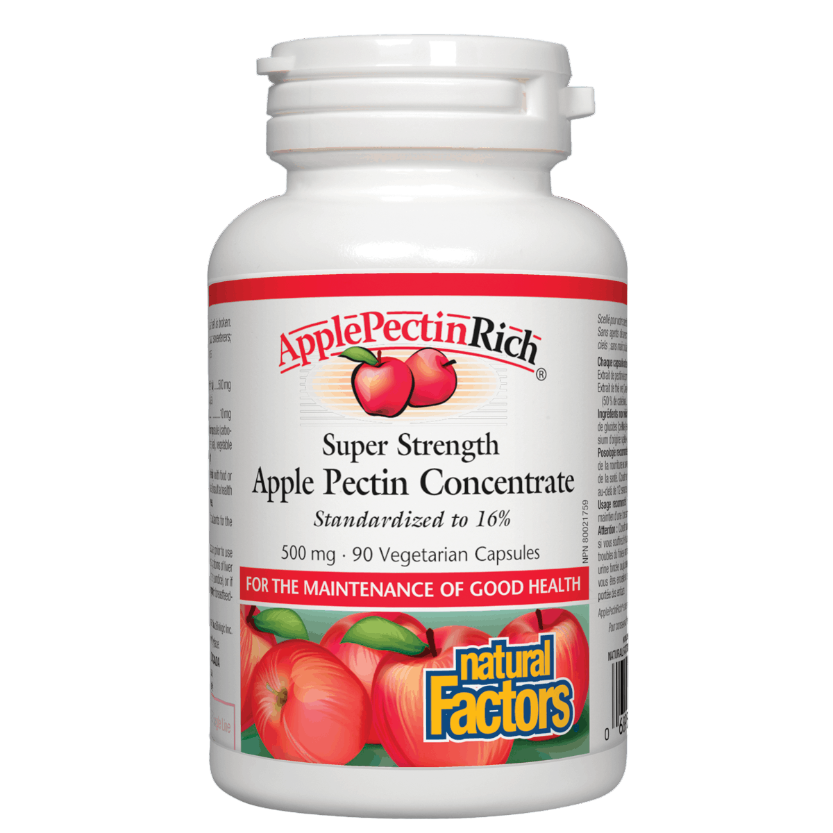 Natural Factors AppleRich Pectin Concentrate natvd.com 500 mg 90 vegetarian capsules