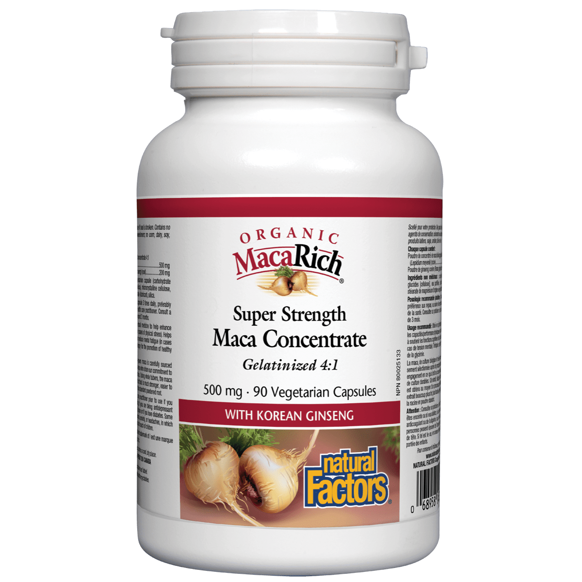 Natural Factors MacaRich 500 mg bottle on white background natural vitamin direct inc shop canadian