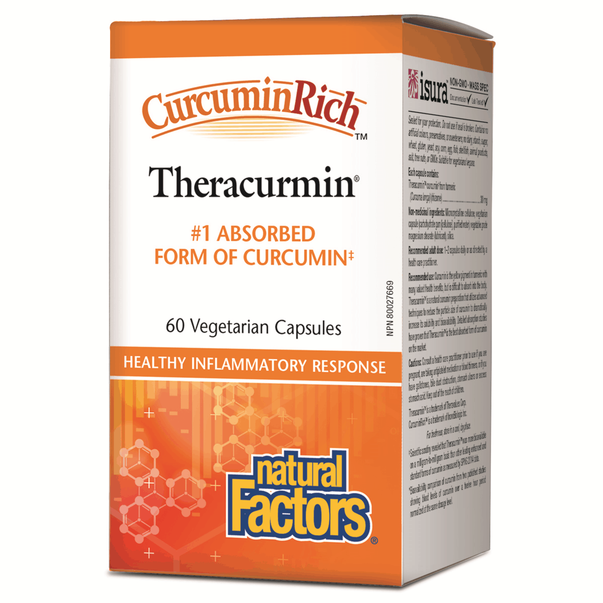 Box of Theracurmin CurcuminRich by Natural Factors on a white background available online at natvd.com Canada
