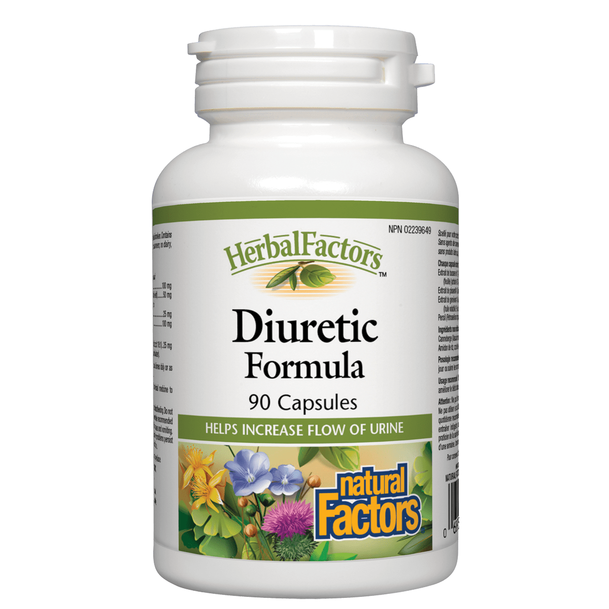 Herbal Factors Diuretic Formula capsule bottle on a white background
