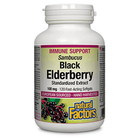 Natural Factors Black Elderberry 100 mg · Standardized Extract, 120 softgels