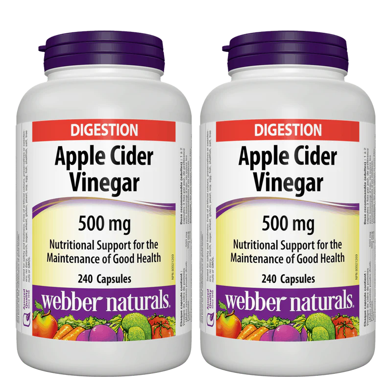 Webber Naturals Apple Cider 500 mg twin pack available from natural vitamin direct