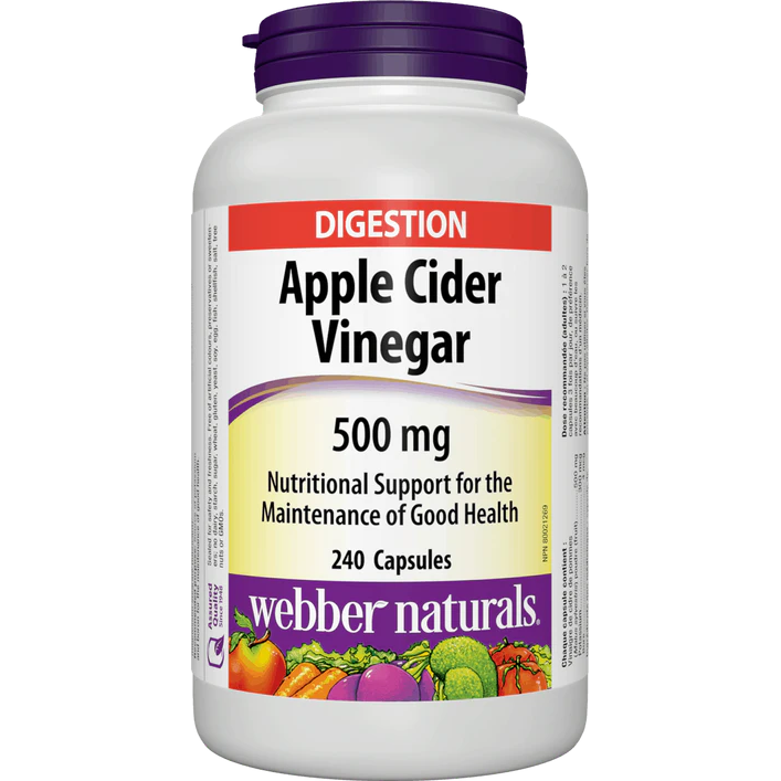 Webber Naturals Apple Cider Vinegar 500mg, 240 Caps