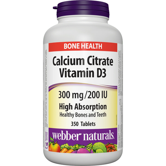 Webber Naturals Calcium Citrate Vitamin D3 supplement bottle on a white background