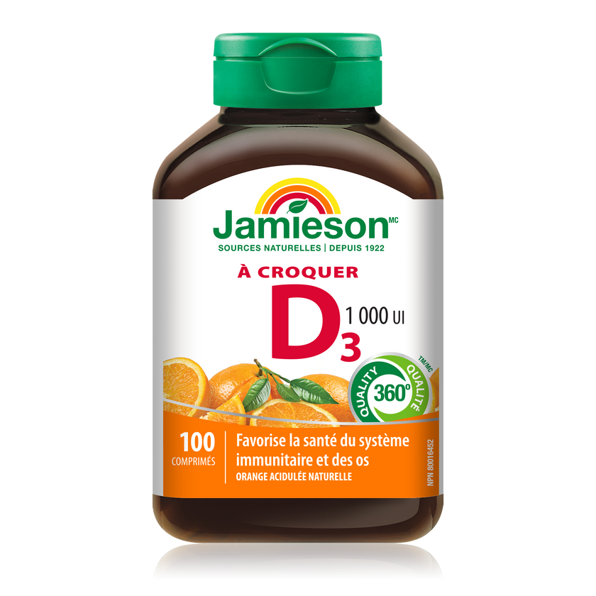 Jamieson健美生維生素D咀嚼軟塊，香甜橙子口味,1000IU,100锭