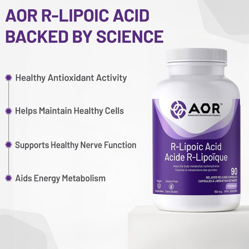 AOR R-硫辛酸 150毫克 90粒植物胶囊  改善血糖 修复神经