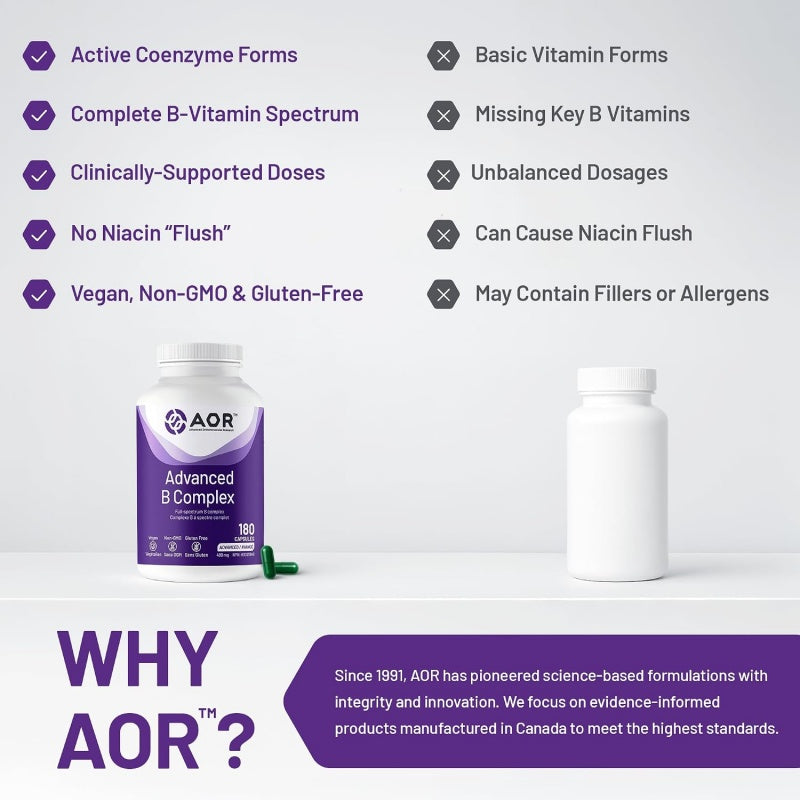 AOR 高效維他命 B 群 180 粒膠囊 支持新陳代謝和紅細胞生成