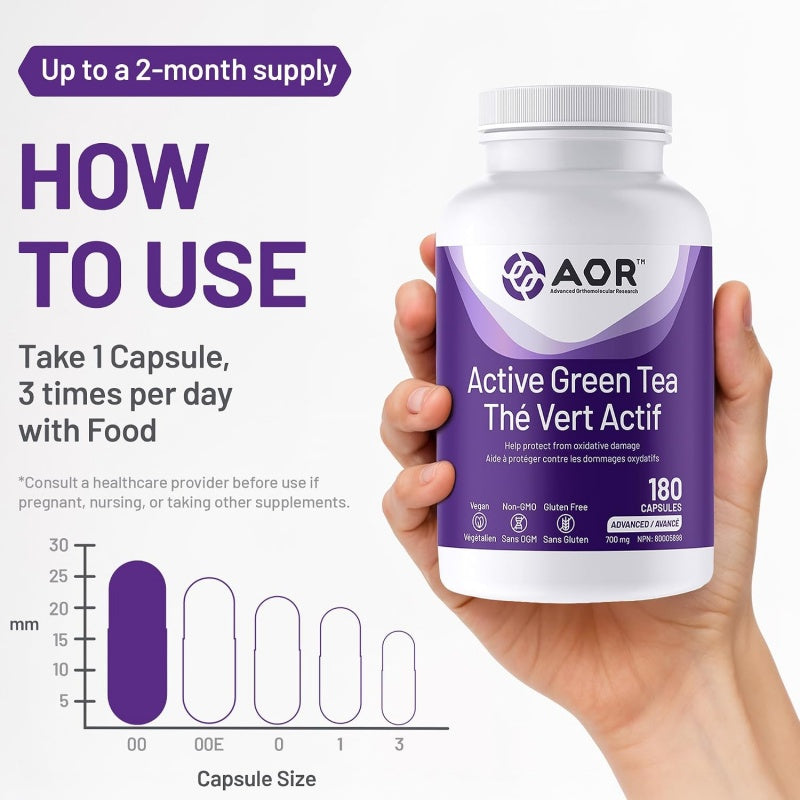 AOR Active Green Tea 700mg 180 Capsules