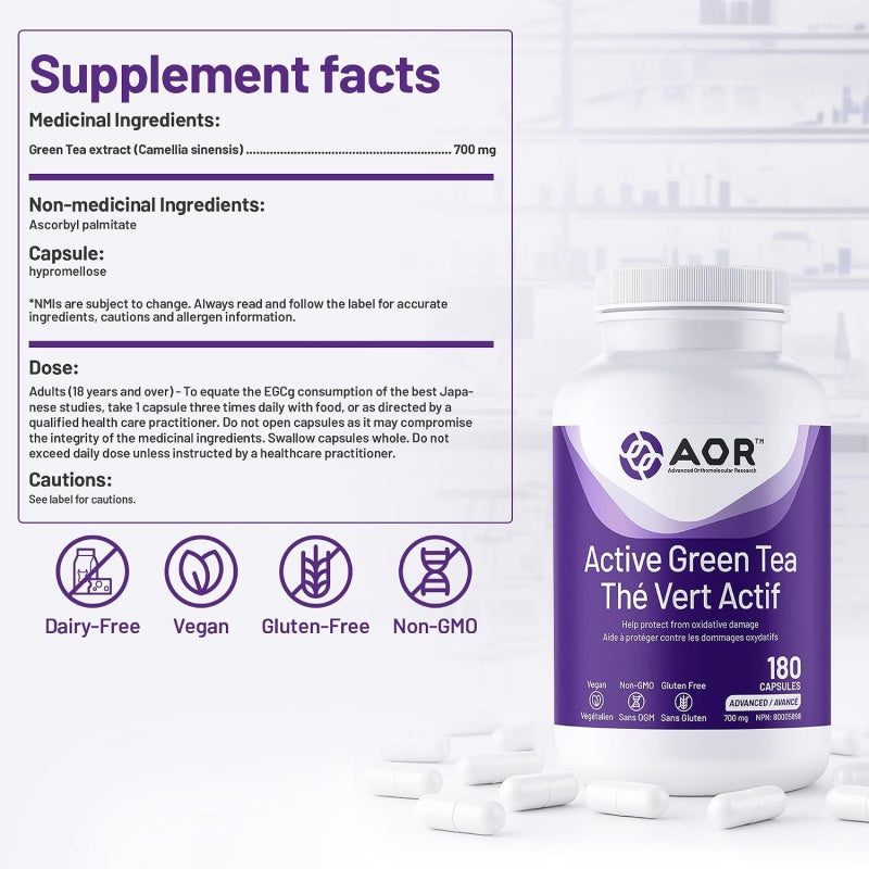 AOR Active Green Tea 700mg 180 Capsules